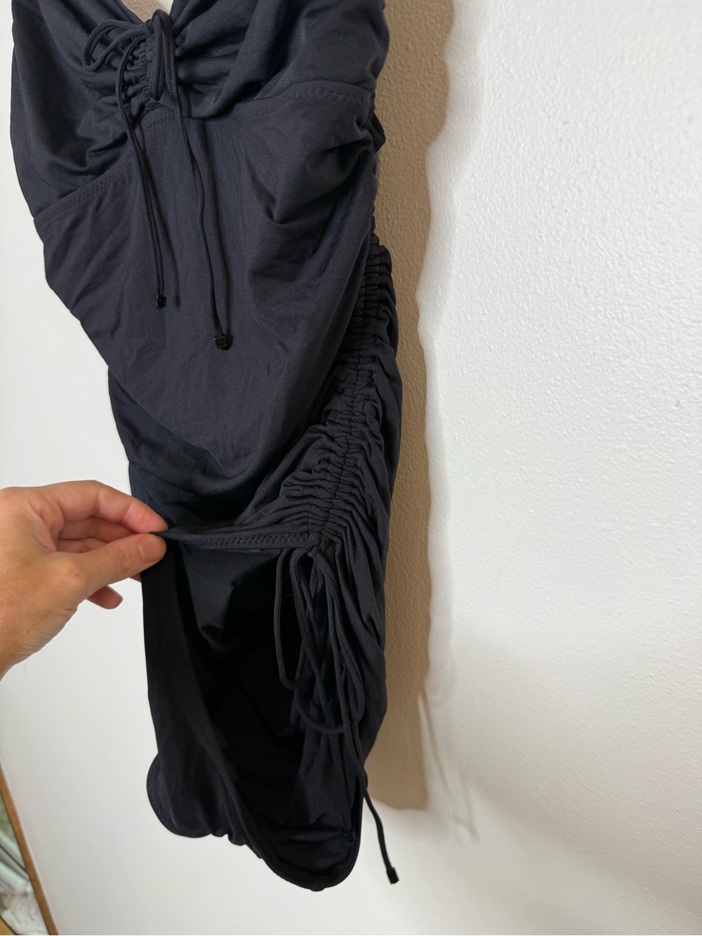 DKNY Ruched Sides Double Layer Top Slimming Black one piece size 14 - Picture 3 of 8
